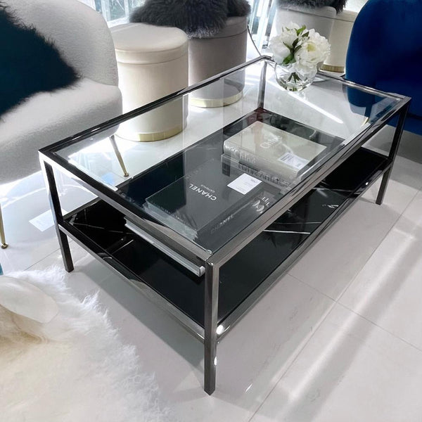 Interior Ave Vogue Coffee Table Black Marble Stone & Glass Coffee Tables