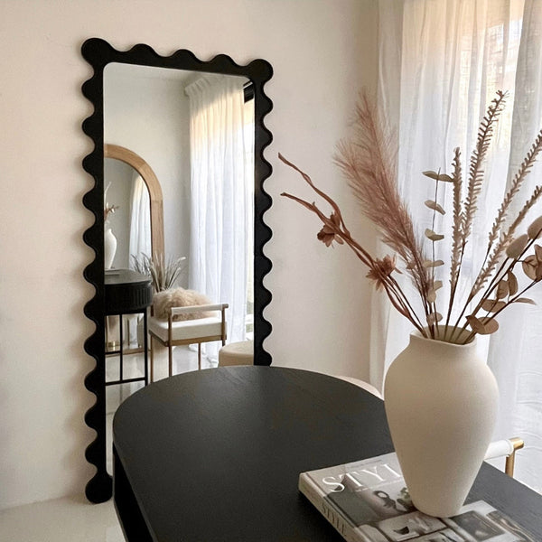 Interior Ave Freya Scallop Mirror Black Large Full Length Mirrors