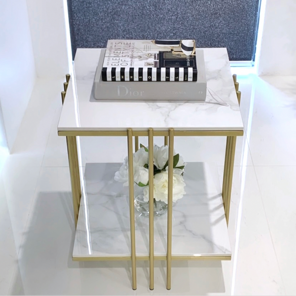 Interior Ave Milano Gold Square Side Table Side Tables