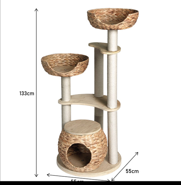 Whisker Wonderland Premium Eco Bamboo Cat Tree Large Natural Structure Safe & Stable Multi Functional Furniture Climbing Scratching Furniture & Scratc