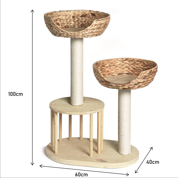 Whisker Wonderland 1 Sets Of Premium Eco Bamboo Cat Tree Medium Natural Climbing Scratching Furniture & Scratchers
