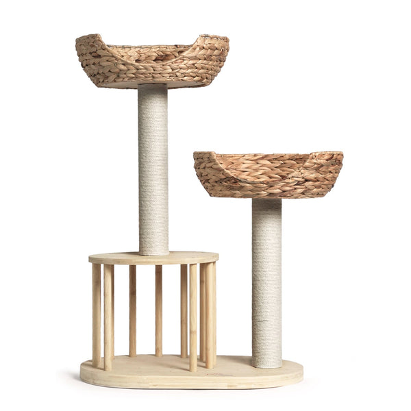 Whisker Wonderland 1 Sets Of Premium Eco Bamboo Cat Tree Medium Natural Climbing Scratching Furniture & Scratchers