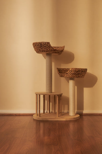 Whisker Wonderland 1 Sets Of Premium Eco Bamboo Cat Tree Medium Natural Climbing Scratching Furniture & Scratchers