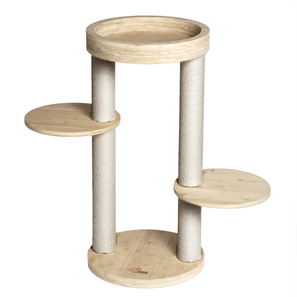 Whisker Wonderland 1 Sets Of Premium Eco Bamboo Cat Tree Small Natural Structure Safe & Stable Multi Functional Furniture Climbing Scratching Furnitur