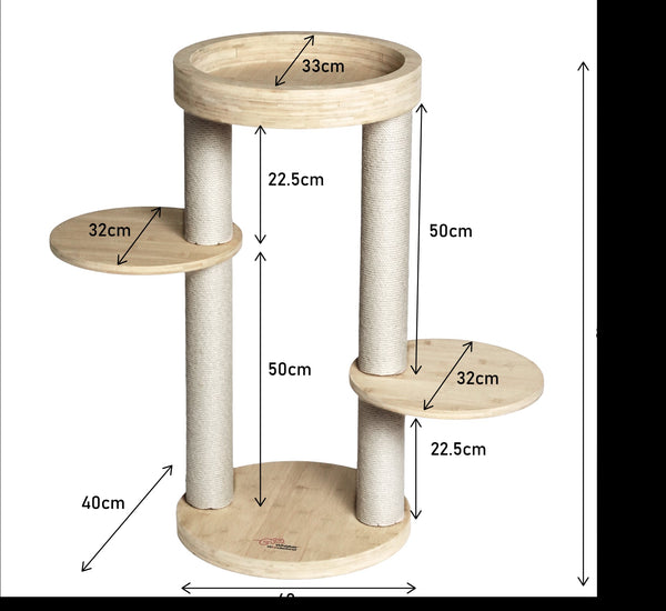 Whisker Wonderland 1 Sets Of Premium Eco Bamboo Cat Tree Small Natural Structure Safe & Stable Multi Functional Furniture Climbing Scratching Furnitur