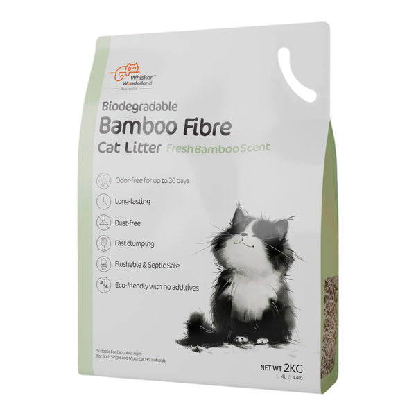 Whisker Wonderland 1 Sets Of Premium Biodegradable Bamboo Fibre 2Kg Fresh Scent Cat Litter
