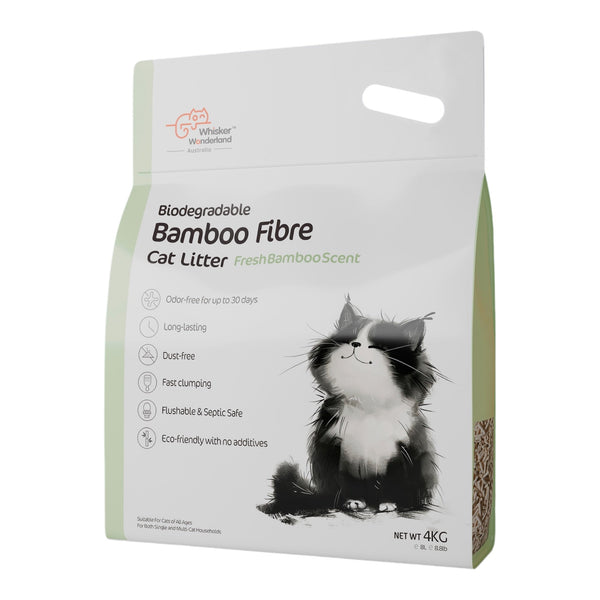Whisker Wonderland 1 Sets Of Premium Biodegradable Bamboo Fibre 4Kg Fresh Scent Cat Litter