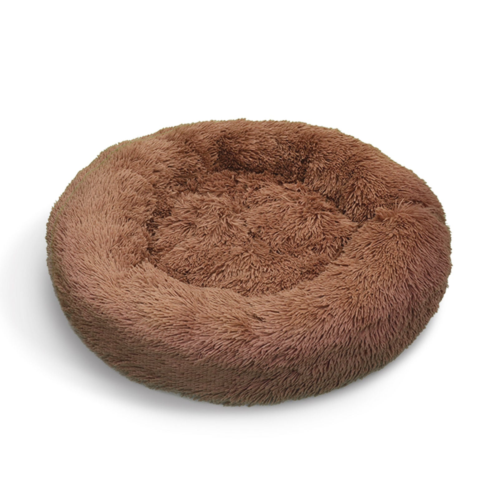Pet Dog Warm Plush Round Comfortable Nest Sleeping Kennel Coffee M 70Cm Pet Beds