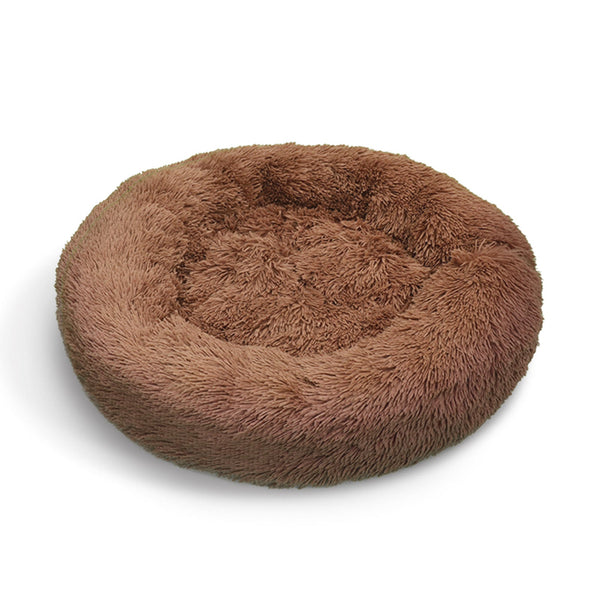 Pet Dog Warm Plush Round Comfortable Nest Sleeping Kennel Coffee M 70Cm Pet Beds