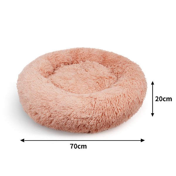 Pet Dog Warm Plush Round Comfortable Nest Comfy Sleep Kennel Pink M 70Cm Pet Beds