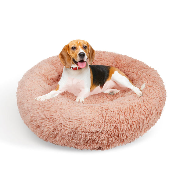 Pet Dog Warm Plush Round Comfortable Nest Comfy Sleep Kennel Pink M 70Cm Pet Beds