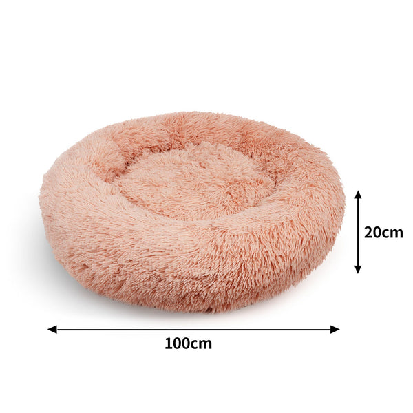 Pet Dog Warm Plush Round Comfortable Nest Comfy Sleep Kennel Pink Xl 100 Pet Beds