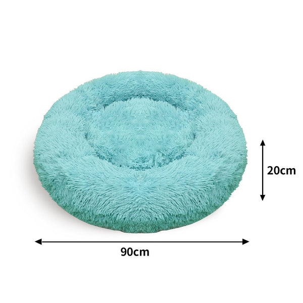 Pet Dog Warm Plush Round Comfortable Nest Comfy Sleeping Kennel Green Large 90Cm Pet Beds