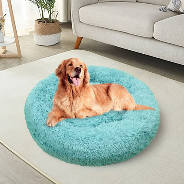 Pet Dog Warm Plush Round Comfortable Nest Comfy Sleeping Kennel Green Large 90Cm Pet Beds