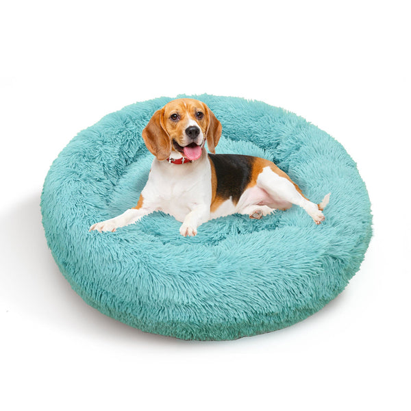 Pet Dog Warm Plush Round Comfortable Nest Comfy Sleep Kennel Green 100Cm Pet Beds