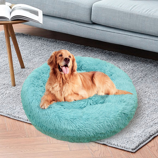 Pet Dog Warm Plush Round Comfortable Nest Comfy Sleep Kennel Green 100Cm Pet Beds