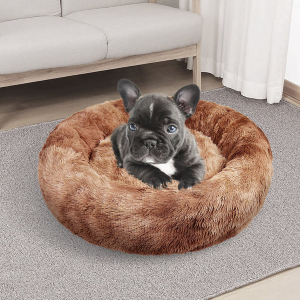 Pawfriends Dog Cat Pet Calming Bed Washable Zipper Cover Warm Soft Plush Round Sleeping 100 Pet Beds