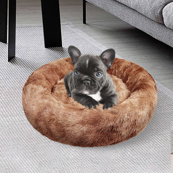 Pawfriends Dog Cat Pet Calming Bed Warm Soft Plush Round Nest Comfy Sleeping Kennel Cave 70 Pet Beds