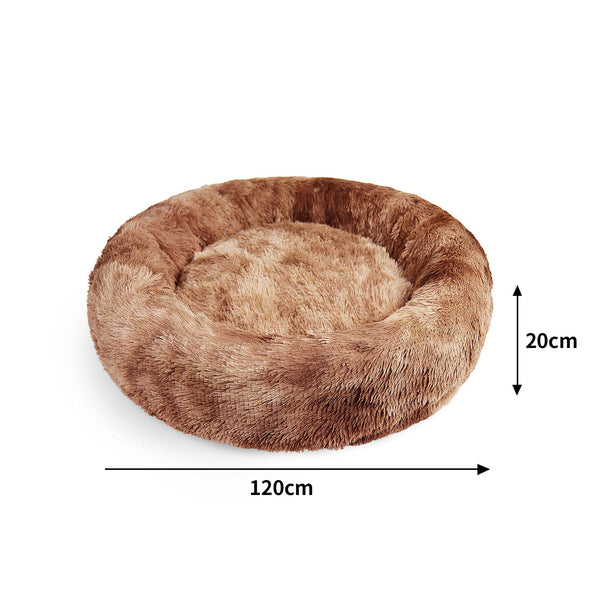 Pawfriends Dog Cat Pet Calming Bed Warm Soft Plush Round Nest Comfy Sleeping Cave 120Cm Pet Beds