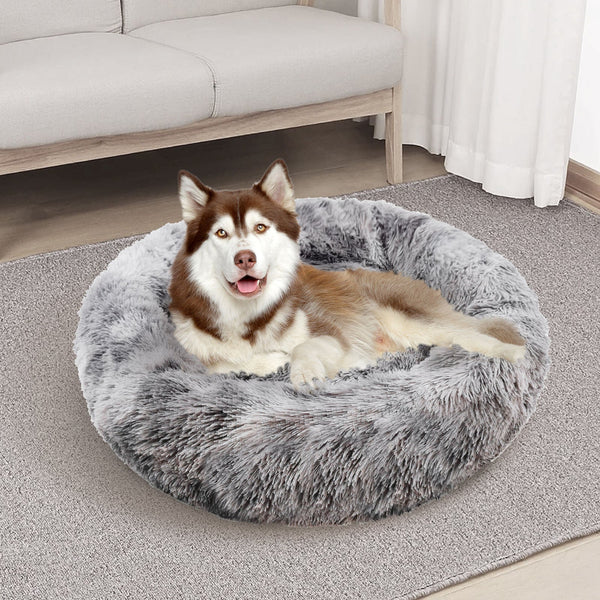 Pawfriends Dog Cat Pet Calming Bed Washable Zipper Cover Warm Soft Plush Round Sleeping 70 Pet Beds