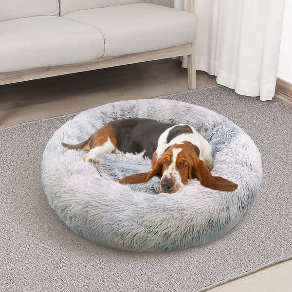 Pawfriends Dog Cat Pet Calming Bed Washable Zipper Cover Warm Soft Plush Round Sleeping 100 Pet Beds