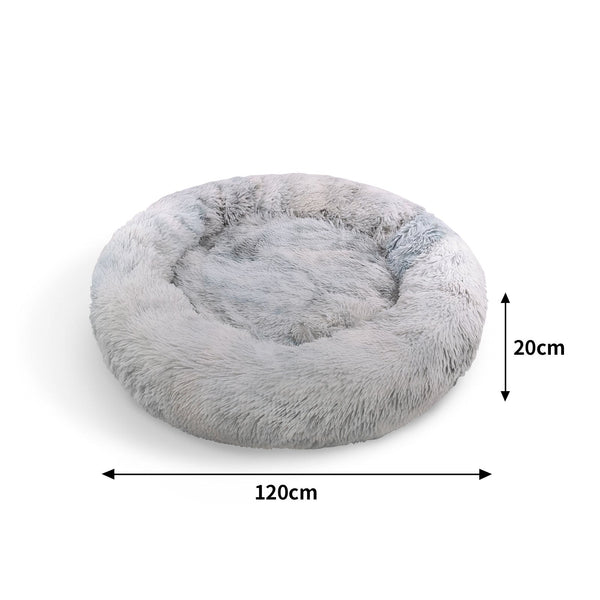 Pawfriends Dog Cat Pet Calming Bed Washable Zipper Cover Warm Soft Plush Round Sleeping 120Cm Pet Beds