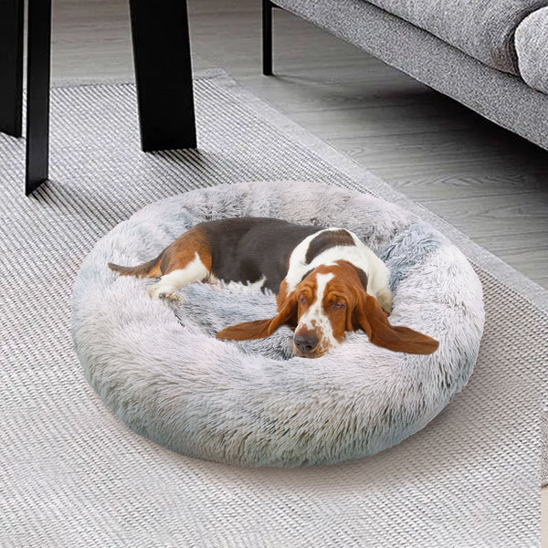 Pawfriends Dog Cat Pet Calming Bed Washable Zipper Cover Warm Soft Plush Round Sleeping 120Cm Pet Beds