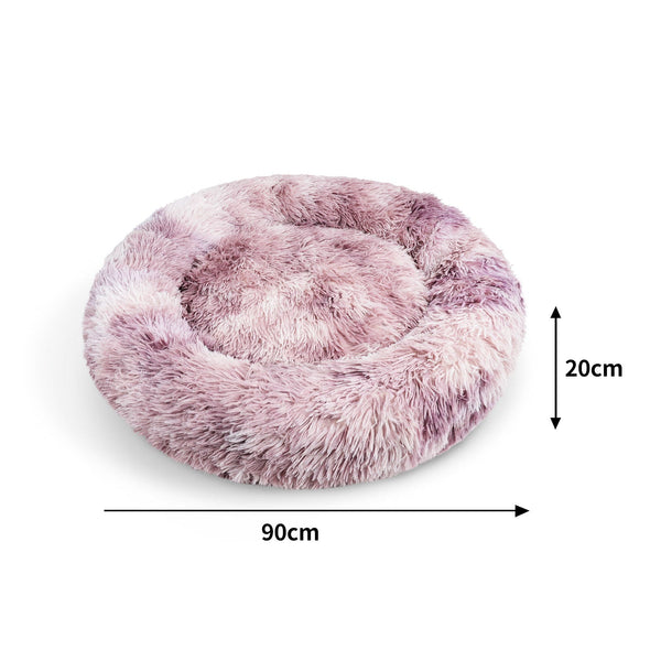 Pawfriends Dog Cat Pet Calming Bed Warm Soft Plush Round Nest Comfy Sleeping Kennel Cave 90 Pet Beds