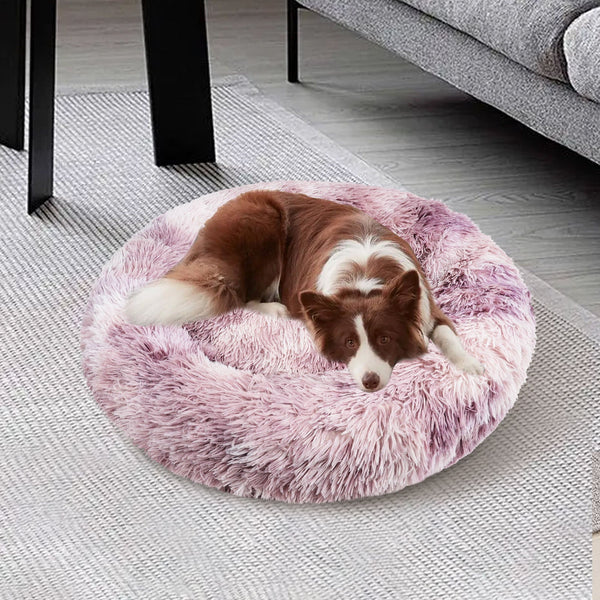 Pawfriends Dog Cat Pet Calming Bed Warm Soft Plush Round Nest Comfy Sleeping Kennel Cave 90 Pet Beds