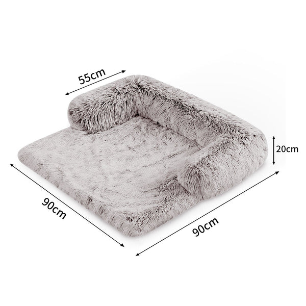 Pet Sofa Bed Dog Calming Cover Protector Cushion Plush Mat Gradient Brown Pet Beds