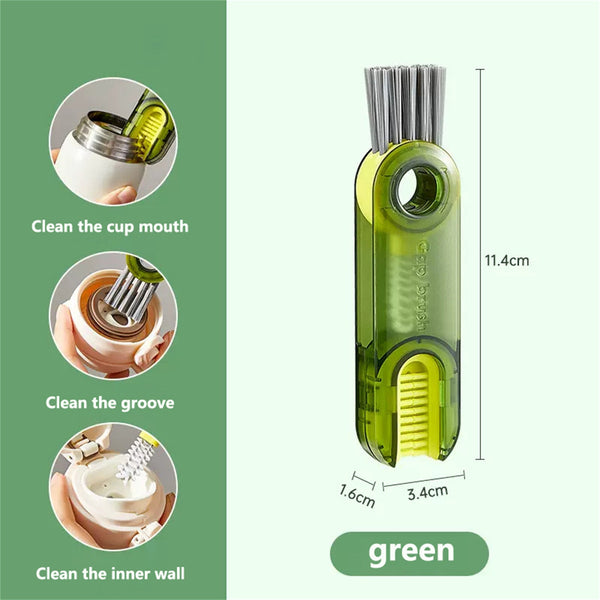 3 In 1 Multi Functional Cup Lid Pacifier Crevice Cleaning Brush Green Bottle Brushes