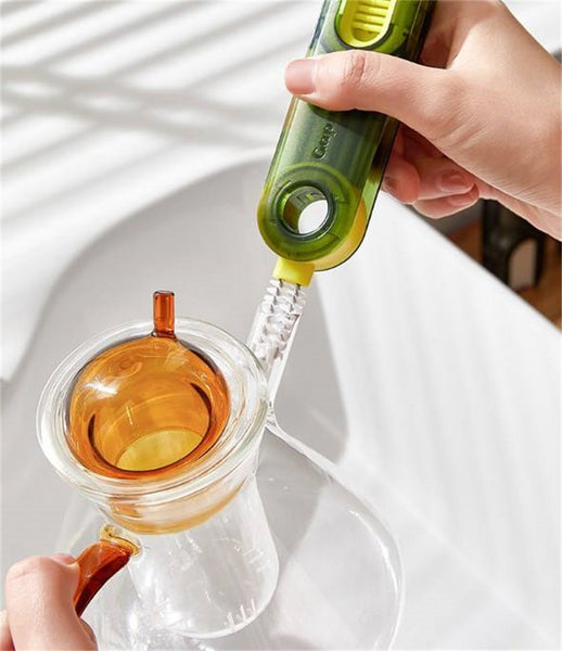 3 In 1 Multi Functional Cup Lid Pacifier Crevice Cleaning Brush Green Bottle Brushes