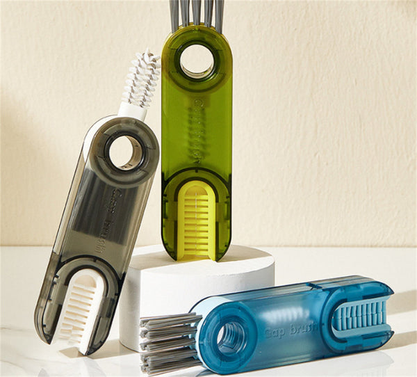 3 In 1 Multi Functional Cup Lid Pacifier Crevice Cleaning Brush Green Bottle Brushes