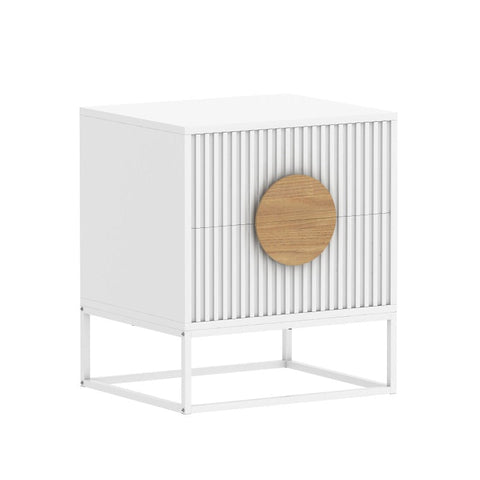 Belmonte Fluted Bedside Table In White Bedside Tables