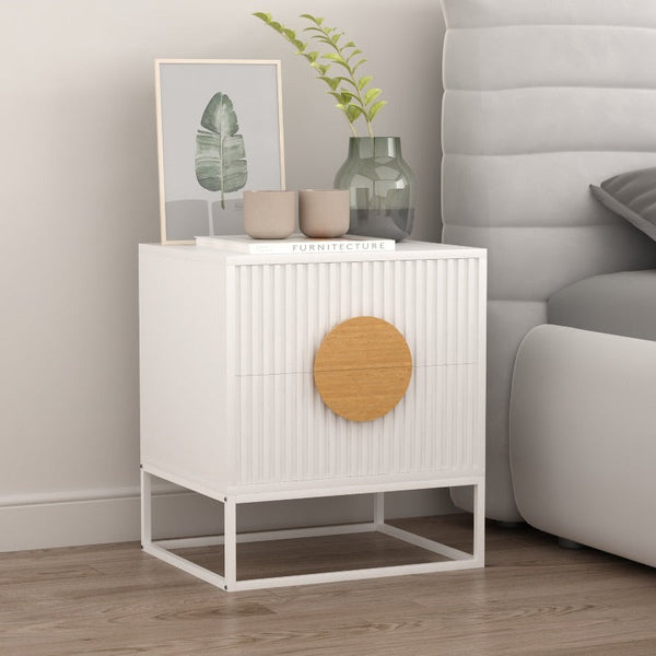 Belmonte Fluted Bedside Table In White Bedside Tables