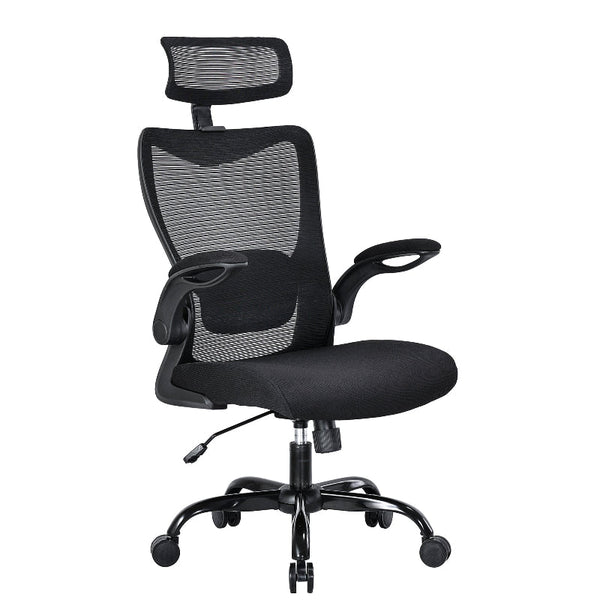 Mona Ergonomic High Back Flipped Armrest Task Chair In Black Office Chairs