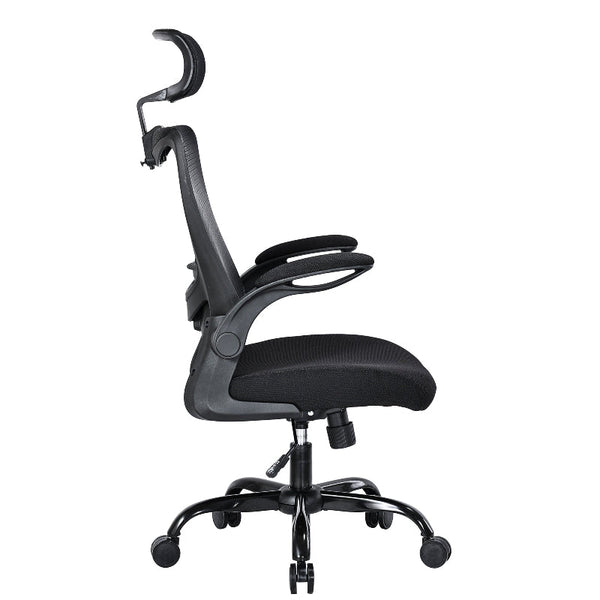 Mona Ergonomic High Back Flipped Armrest Task Chair In Black Office Chairs