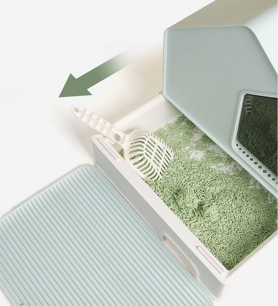 Petwiz Enclosed Box House Grey Cat Litter