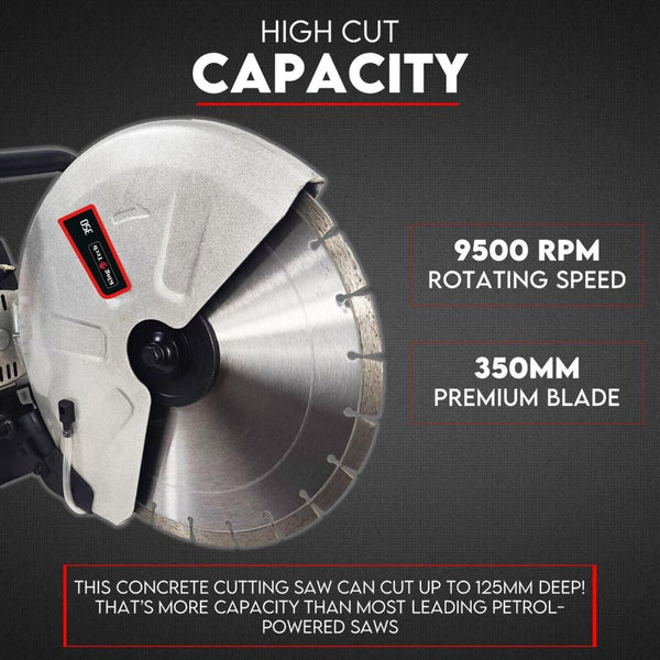 King Tech Petrol Demolition Saw 75Cc Concrete Cut Off Wet Road Cutter Brick 350Mm Concrete Saws