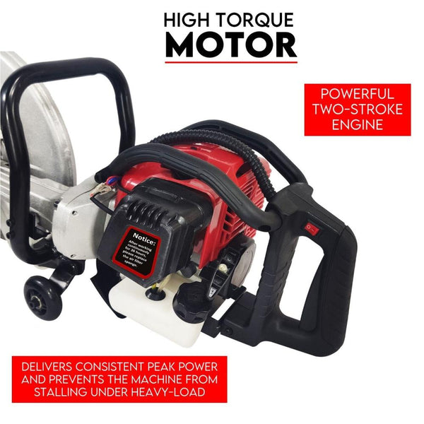 King Tech Petrol Demolition Saw 75Cc Concrete Cut Off Wet Road Cutter Brick 350Mm Concrete Saws