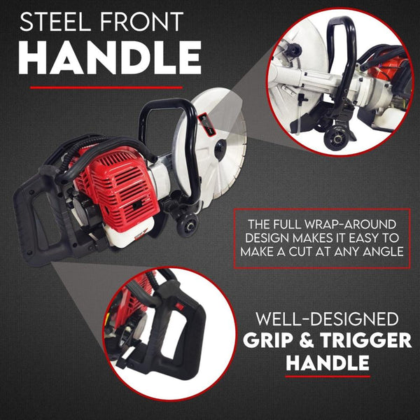 King Tech Petrol Demolition Saw 75Cc Concrete Cut Off Wet Road Cutter Brick 350Mm Concrete Saws