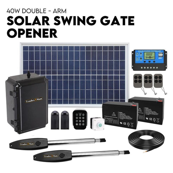 Tradesman Double Swing Gate Opener Automatic Full Solar Power Kit Remote Control Gate Openers