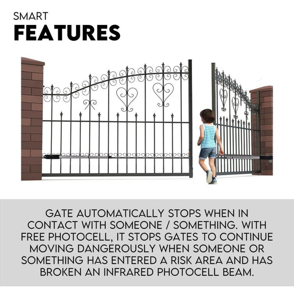 Tradesman Double Swing Gate Opener Automatic Full Solar Power Kit Remote Control Gate Openers