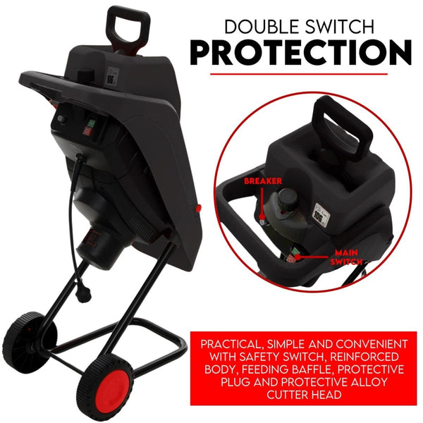 King Tech 2500W Electric Garden Mulcher Shredder Portable Wood Chipper On Wheels W/ Bag Chippers Shredders Mulchers