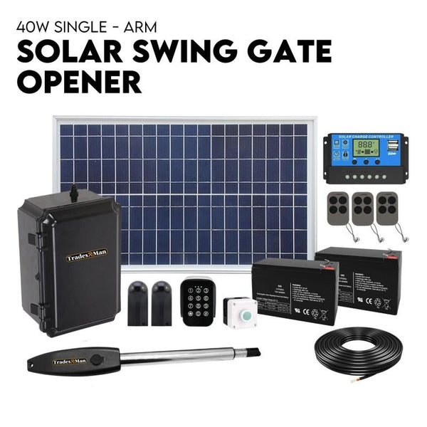 Tradesman Swing Gate Opener Automatic Full Solar Power Kit Remote Control Gate Openers