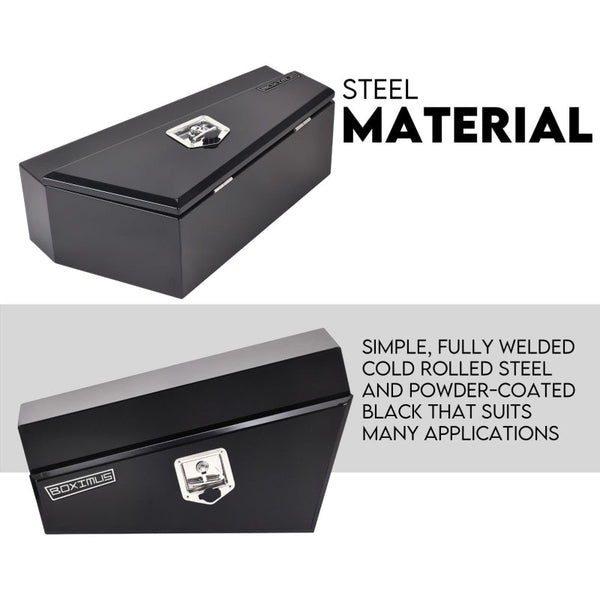 Under Tray Tool Box Underbody Pair Set 750Mm Black Steel Tool Boxes