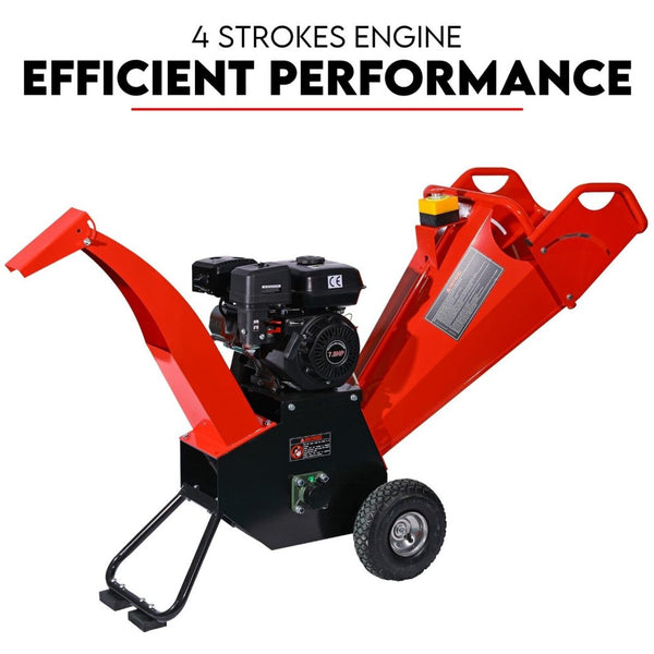 King Tech 7Hp Wood Chipper Self Feeding Shredder Mulcher Machine Petrol Garden Portable Chippers Shredders Mulchers