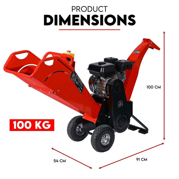 King Tech 7Hp Wood Chipper Self Feeding Shredder Mulcher Machine Petrol Garden Portable Chippers Shredders Mulchers