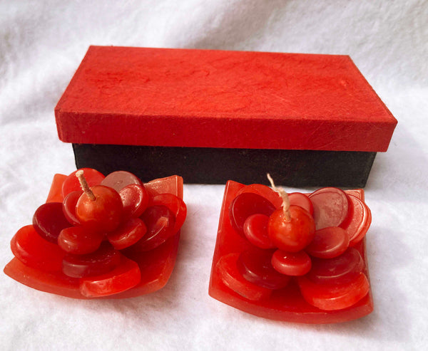 2 Red Lotus Floating Candles In Black Gift Box Set Birthday Xmas Valentine Mothers Day Present Seasonal Decorations