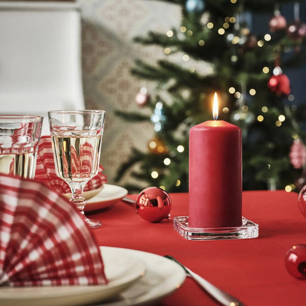 4 Pack Red Wax Pillar Advent Candles Xmas Wedding Party Table Room Centrepiece Decor Graduated Sized 6 To 15Cm High Seasonal Decorations